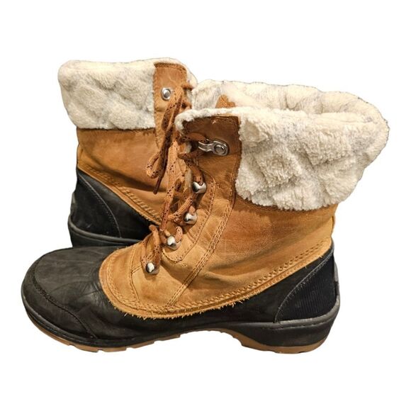 SOREL Whistler Lace Up Camel Black Waterproof Winter Snow Booties - Size 9 - Picture 3 of 11